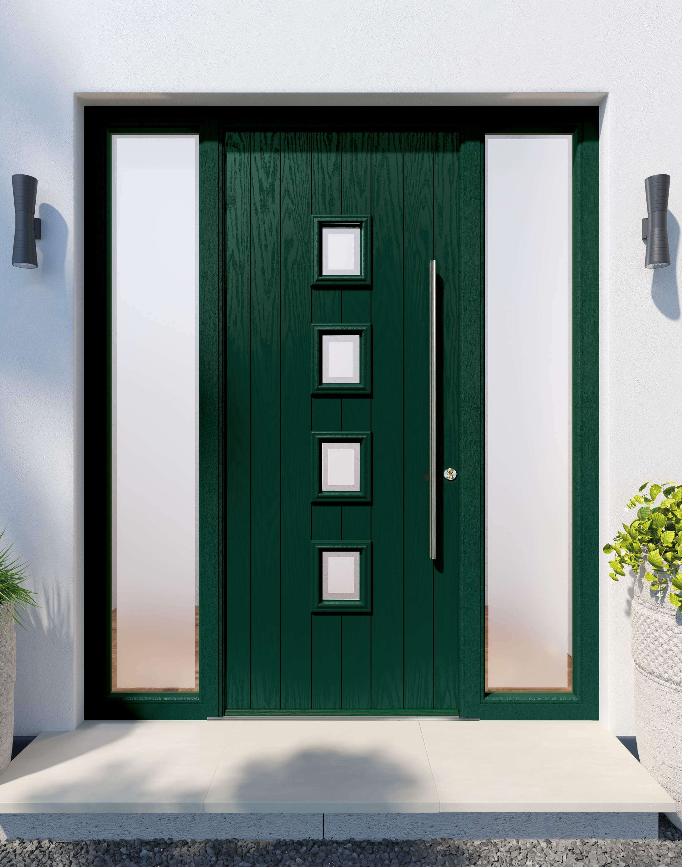 Apeer Inspiration - Contemporary Green Front Door with Glass