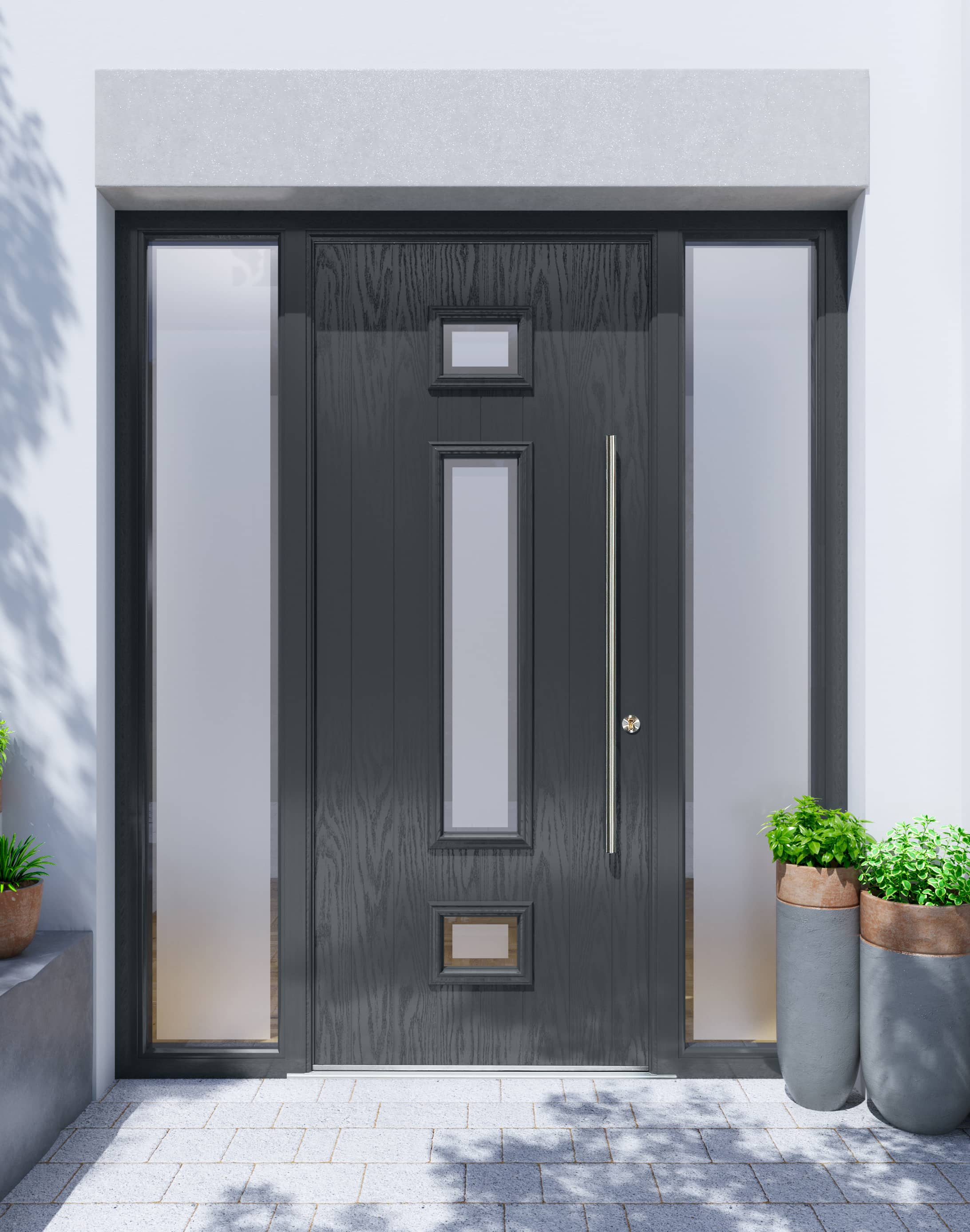 Apeer Inspiration - Contemporary Grey Front Door with Glass