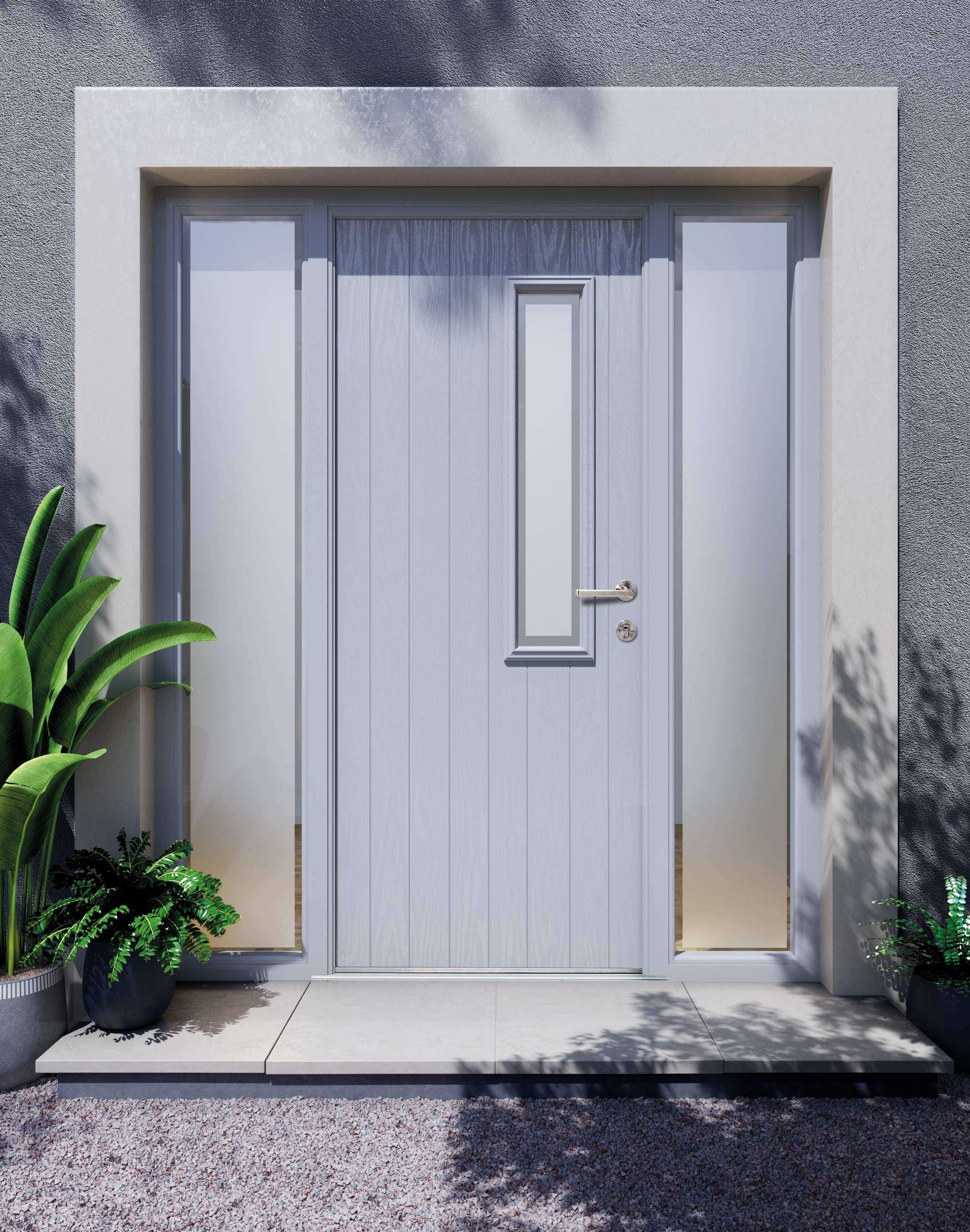 Apeer Inspiration - Contemporary Light Grey Front Door with Glass