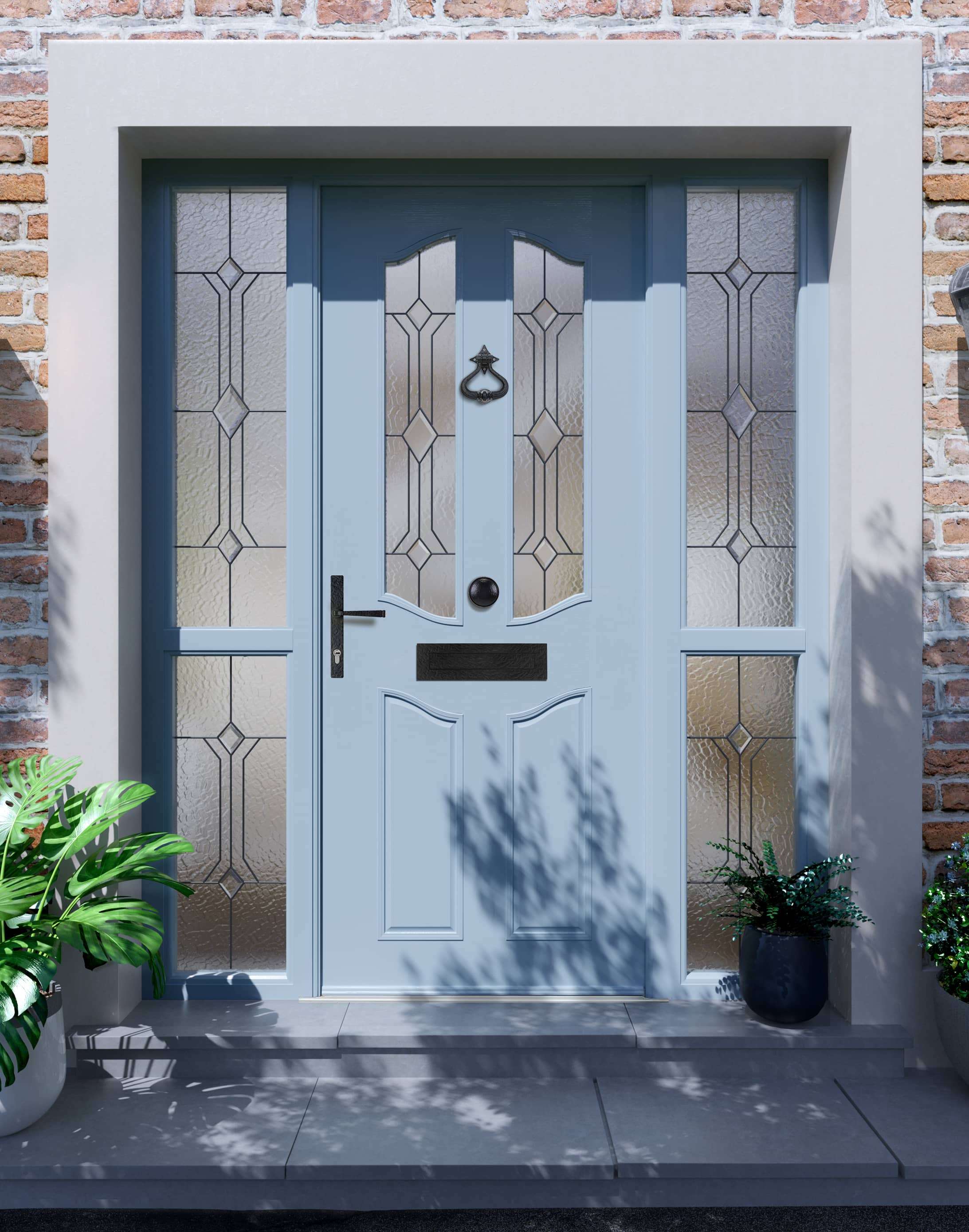 Apeer Inspiration - Traditional Light Blue Front Door with knocker