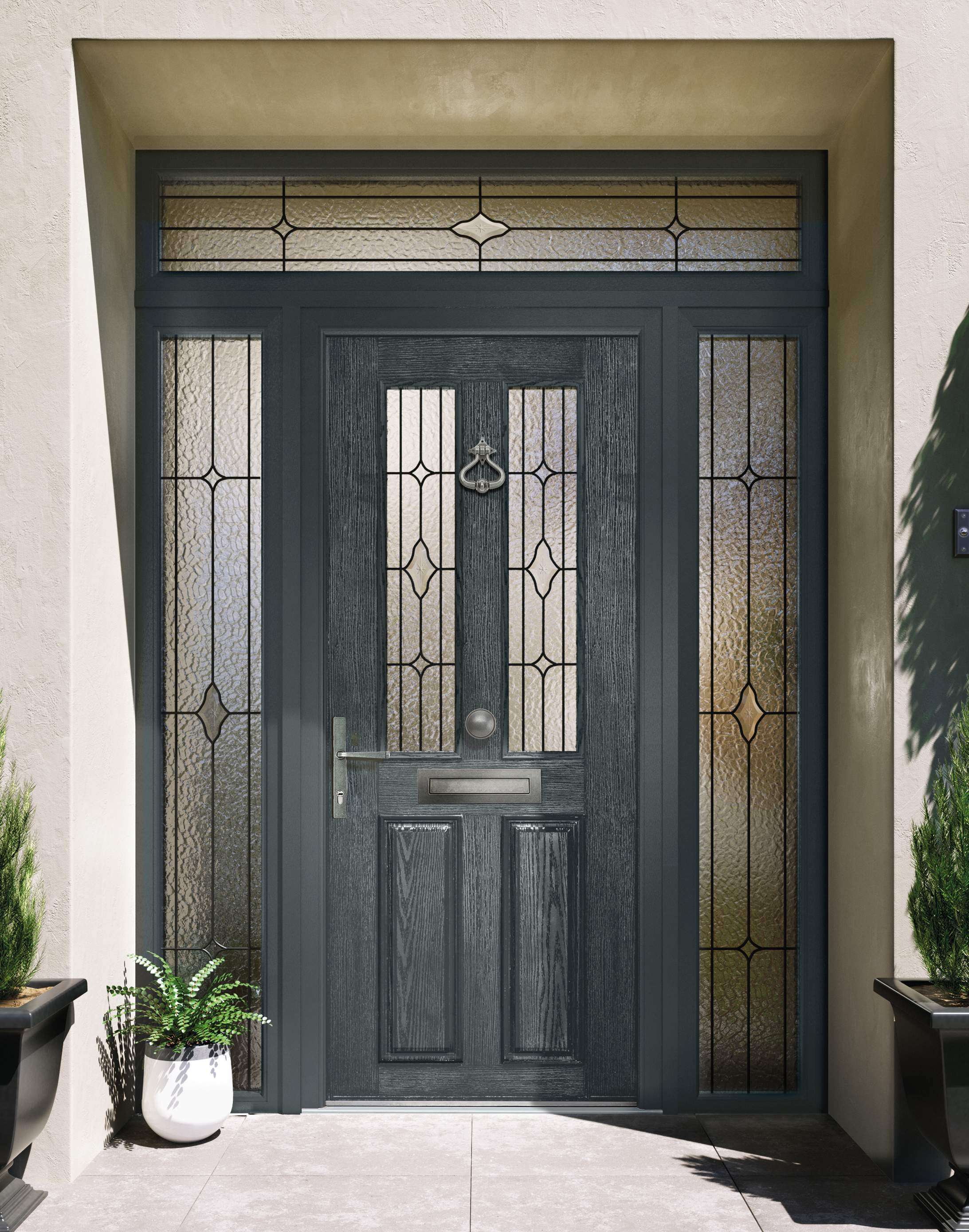 Apeer Inspiration - Traditional Grey Front Door with knocker